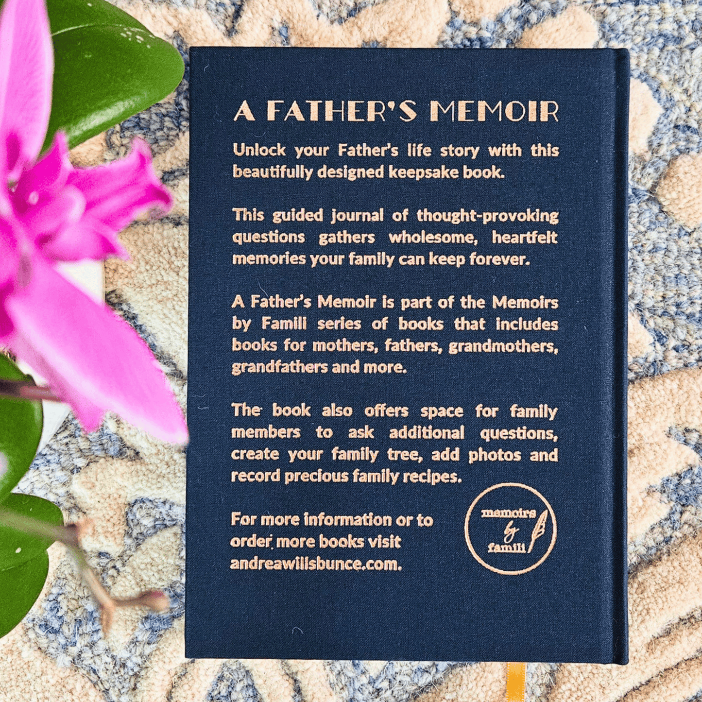 A Father's Memoir Linen Back Cover View by Andrea Wills Bunce at Memoirs by Famili