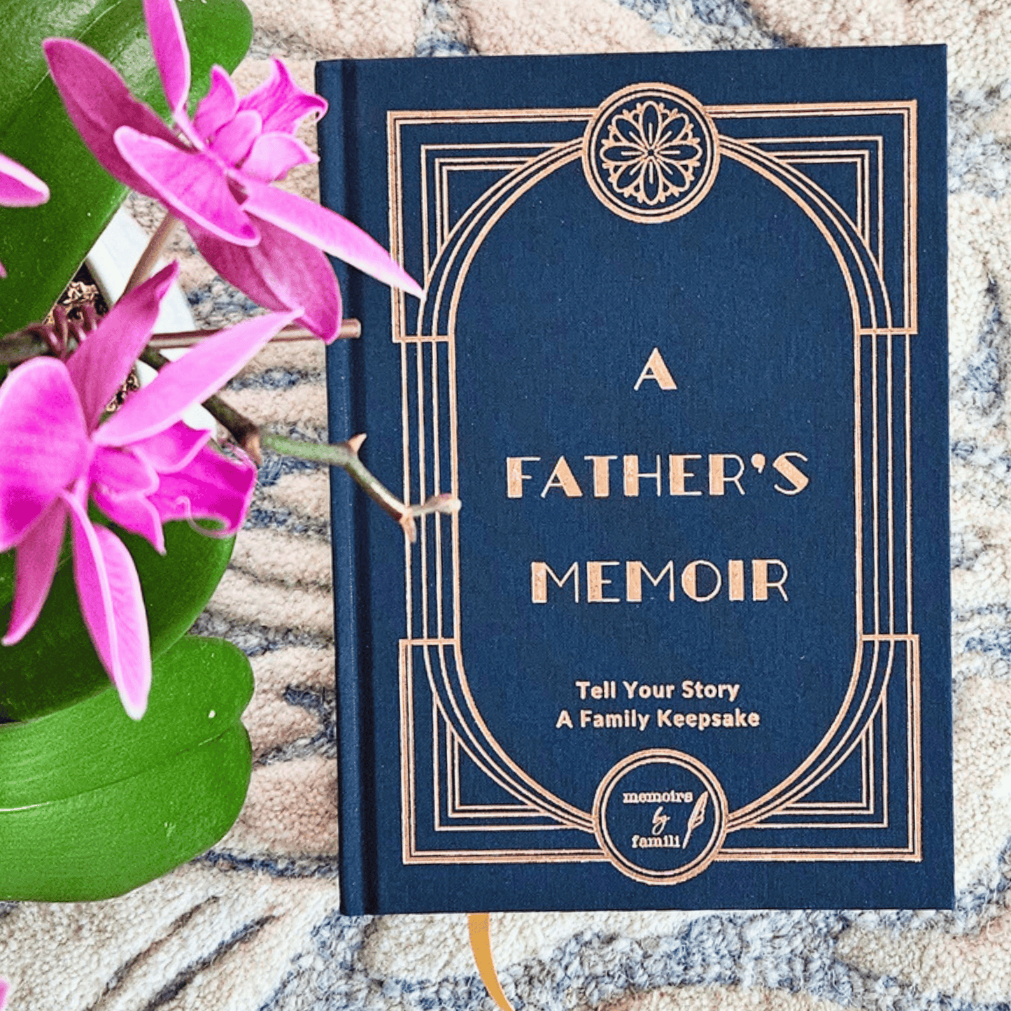 A Father's Memoir Book Front Cover with Orchid